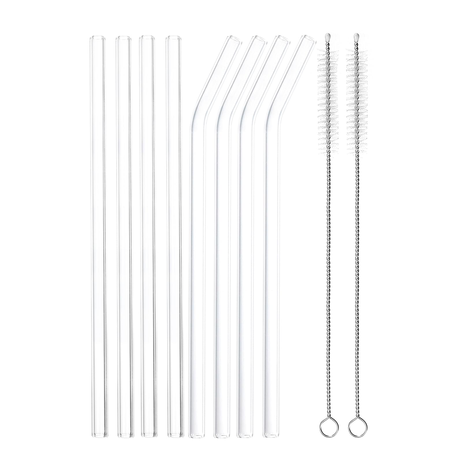Lot de 8 pailles réutilisables en verre uxcell 200 x 8 mm avec deux brosses de nettoyage