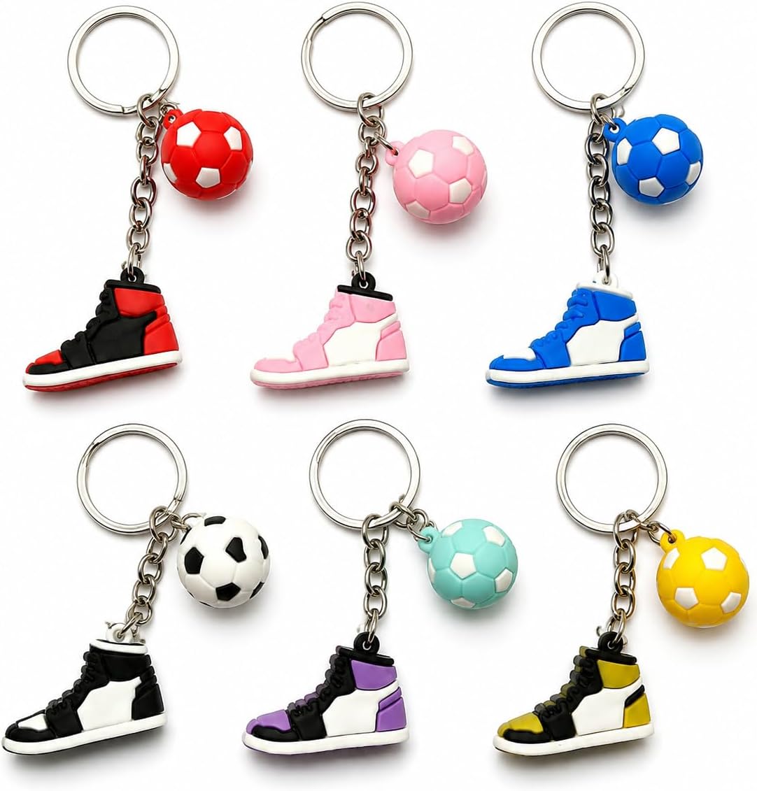 12 Pack Soccer Keychain Set Soccer Ball High Top Sneaker Charm