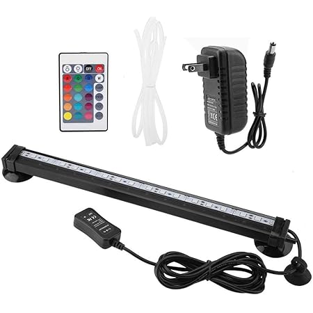 Amazon Pssopp 多色 水槽ライト アクアリウム ライト 水槽ランプ アクアリウムランプ リモコン付き 水槽用 Led魚ライト 水槽照明 観賞魚飼育 長寿命 照明 極薄 省エネ 水草育成 熱帯魚ライト 魚飼育用 プラスチック 再利用可能 照明モード 透明ホース 31cm Us プラグ