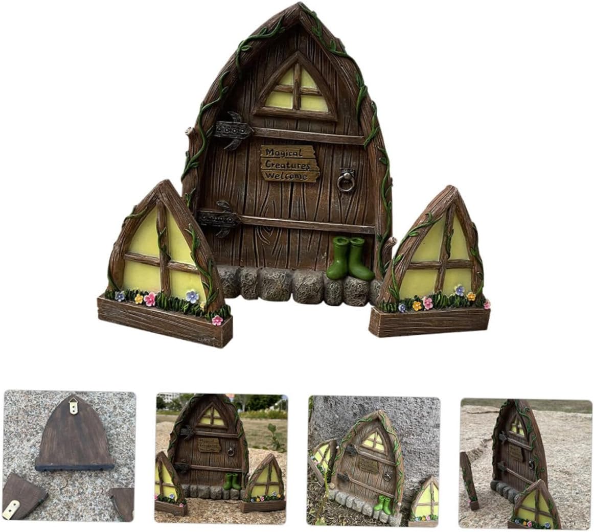 1set Luminous Fairy Garden Figurine Resin Craft Decoration for Windows Balconies Chic Outdoor Ornament for Home and Garden Decor