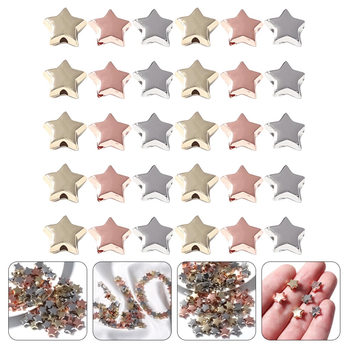 jojofuny 5 Set Perline Forma Stella Per Bigiotteria Distanziatori Per Creazione Collane E Bracciali Design E Leggere E Resistenti Alla Fading 300 Pezzi*5