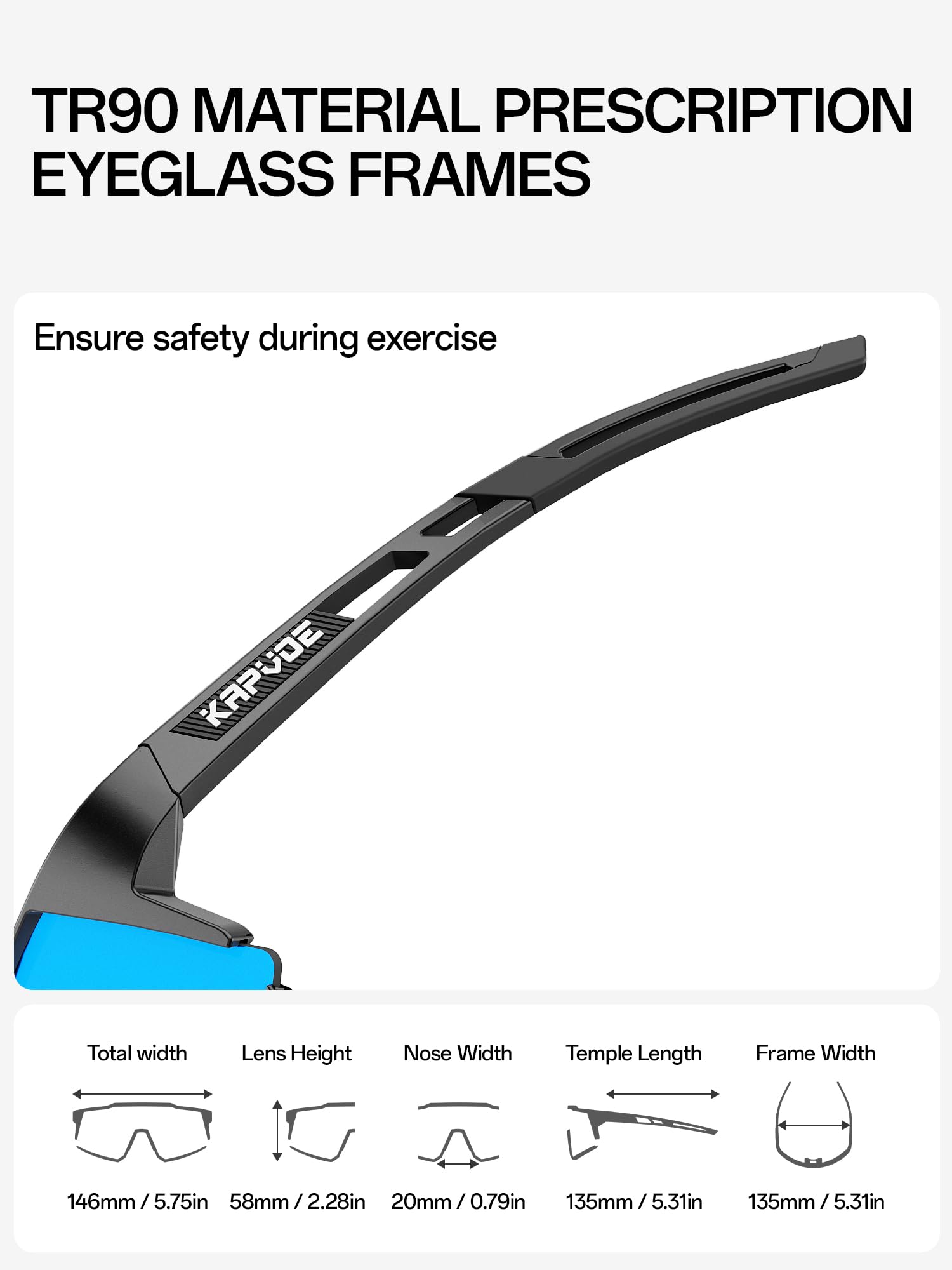 KAPVOE Polarisiert Fahrradbrille mit 1 Linse oder 4 austauschbare Linse TR90 Rahmen für Herren Damen Sport Radfahren MTB K9022
