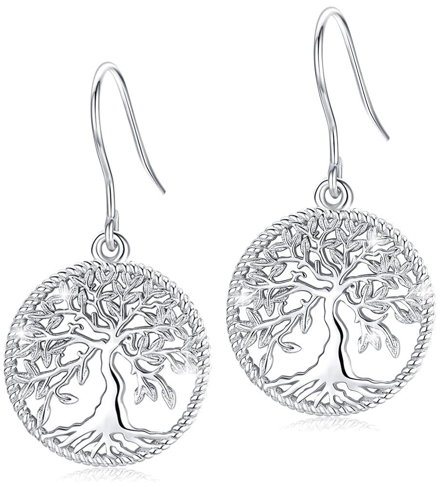 Baum des Lebens Ohrringe für Damen 925 Sterling Silber Lebensbaum Hängend Ohrringe Schmuck Geschenke für Frauen Mädchen Mama