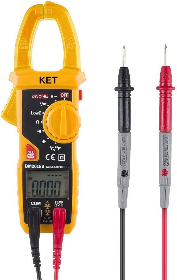 Digital Clamp Meter with AC/DC Voltage&Current, Resistance, Capacitance, Frequency, Diode, Hz Test, Non-contact Voltage Detect