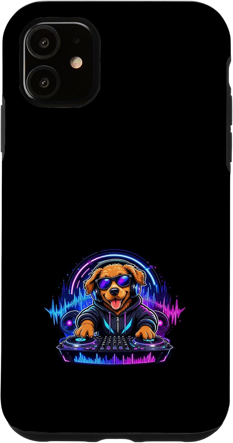 Golden Retriever DJ Puppy Headphones Music Case for iPhone 11