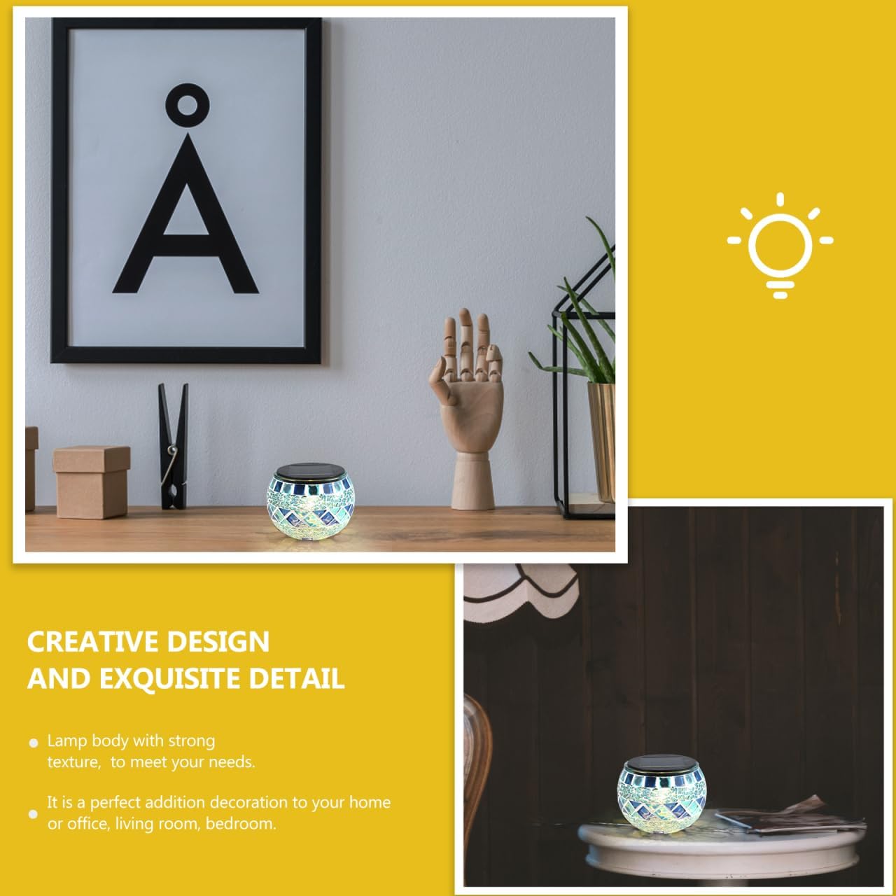Hemobllo Solar Mosaic Lights Waterproof Outdoor Led Yard Path Light Decorative Solar Garden Lamp for Landscape Lawn Lighting