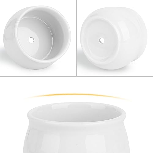 Miniatura 7 de T4U Macetas pequeñas para suculentas blancas con bandejas de bambú, macetas de cerámica para suculentas de interior con drenaje, contenedor pequeño