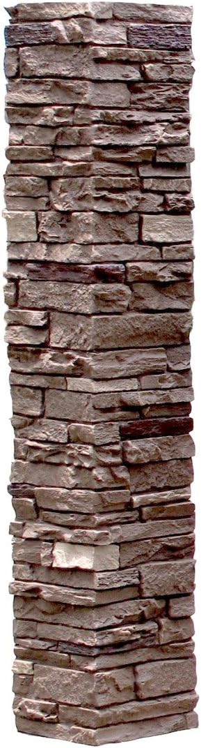 NextStone Polyurethane Faux Stone Post Cover - Slatestone 1pc Sleeve - Brunswick Brown for Home Improvements/DIY Friendly