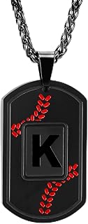 Fervia Baseball Gifts Initial Necklace for Men Boys Dog Tag Baseball Jewelry