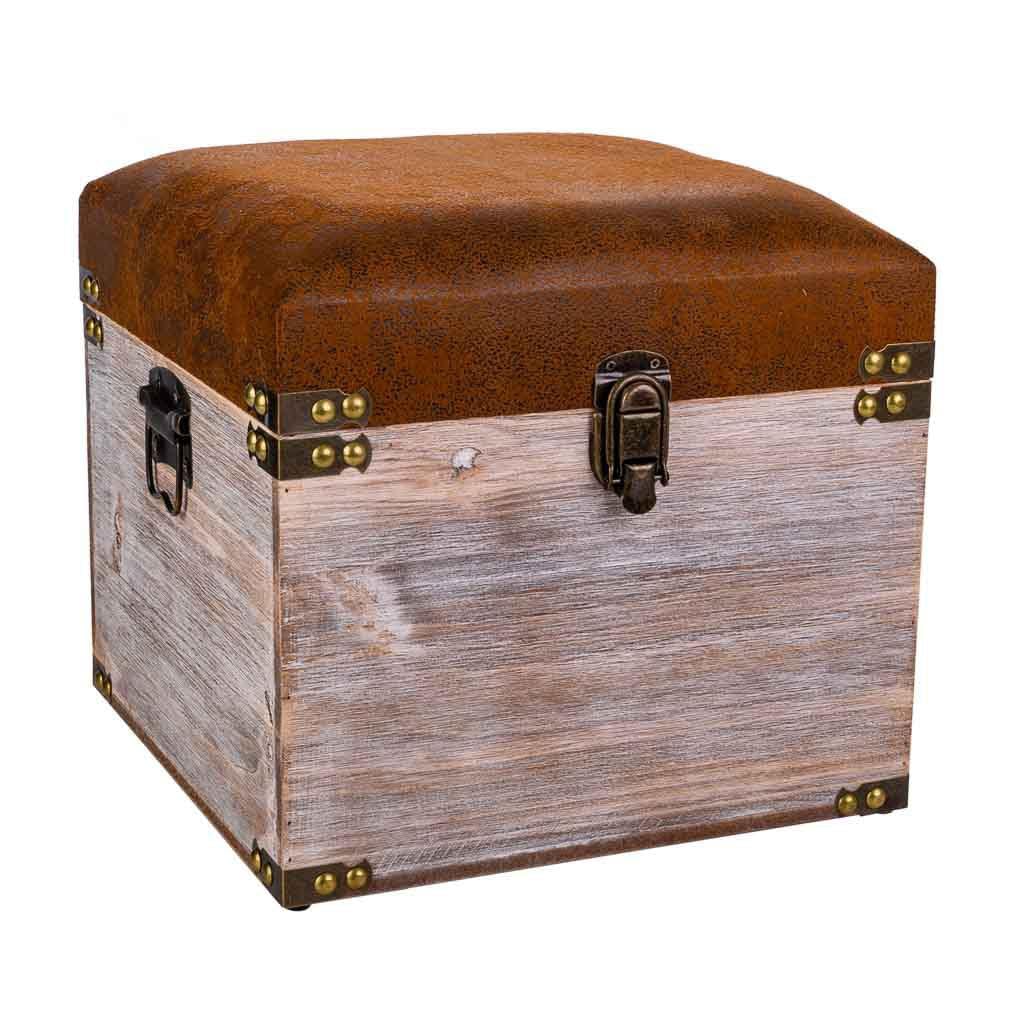 Taburete cajón bois et simili cuir, le tabouret idéal pour l'entrée
