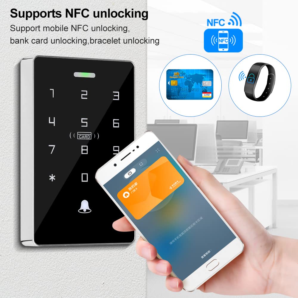Kit di Controllo Accessi a Doppia Frequenza NFC Resistente alle Intemperie IP68 Supporto 10000Utenti,Retroilluminazione,Pannello di Tocco