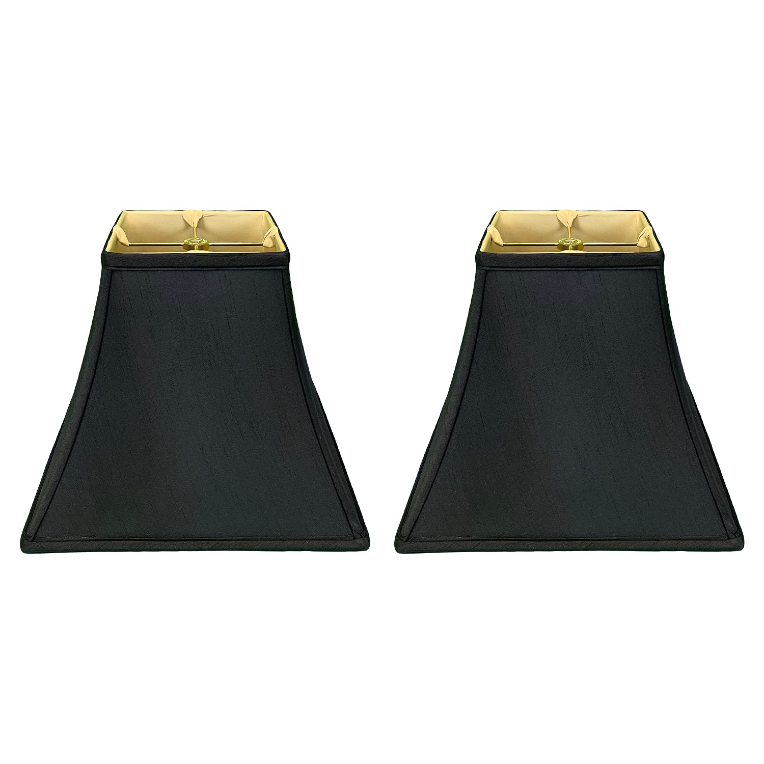 Royal Designs, Inc. Regal Series Square Bell Lamp Shade, 6 x 12 x 10.5, Black, Set of 2