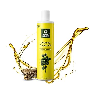 Organic Harvest Cold Pressed Castor Oil, For Moisturizing Skin, Hair & Nail Growth, Eyelash Thickening, 100% Pure, 100% Organic, Sulphate And Paraben Free ? 200 ml