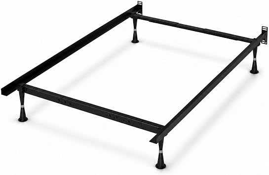 Treaton, Advanced Metal Bed Frame for Box Spring and Mattress, Headboard Attachable, Noise-Free, Tool-Free Easy Assembly, 4-Legs Support, Adjustable to 48-Inch, Black