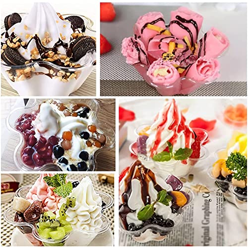 Minsily 50 Pack Clear Plastic Dessert Bowls 8 Oz Disposable Ice Cream Cups Flower Parfait Cups Sample Serving Bowls Plastic Dessert Cups Sundae Snack Fruit Salad Bowl Appetizers Cup For Holiday Party #TOP6