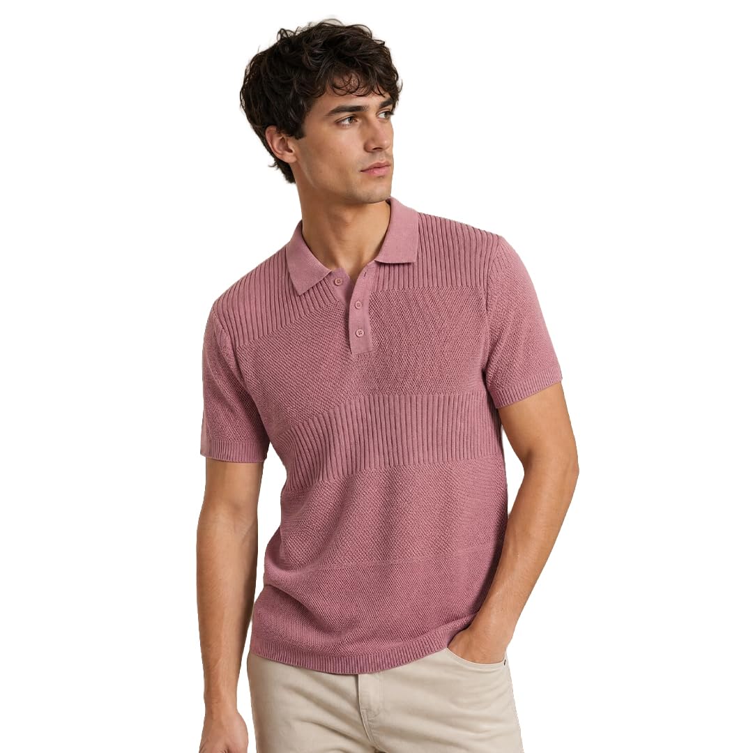 nobero 100% Cotton Multi Textured Relaxed Fit Polo T-Shirts | Half-Sleeve Polos for Men | Casual & Semi-Formal Wear-picture-31