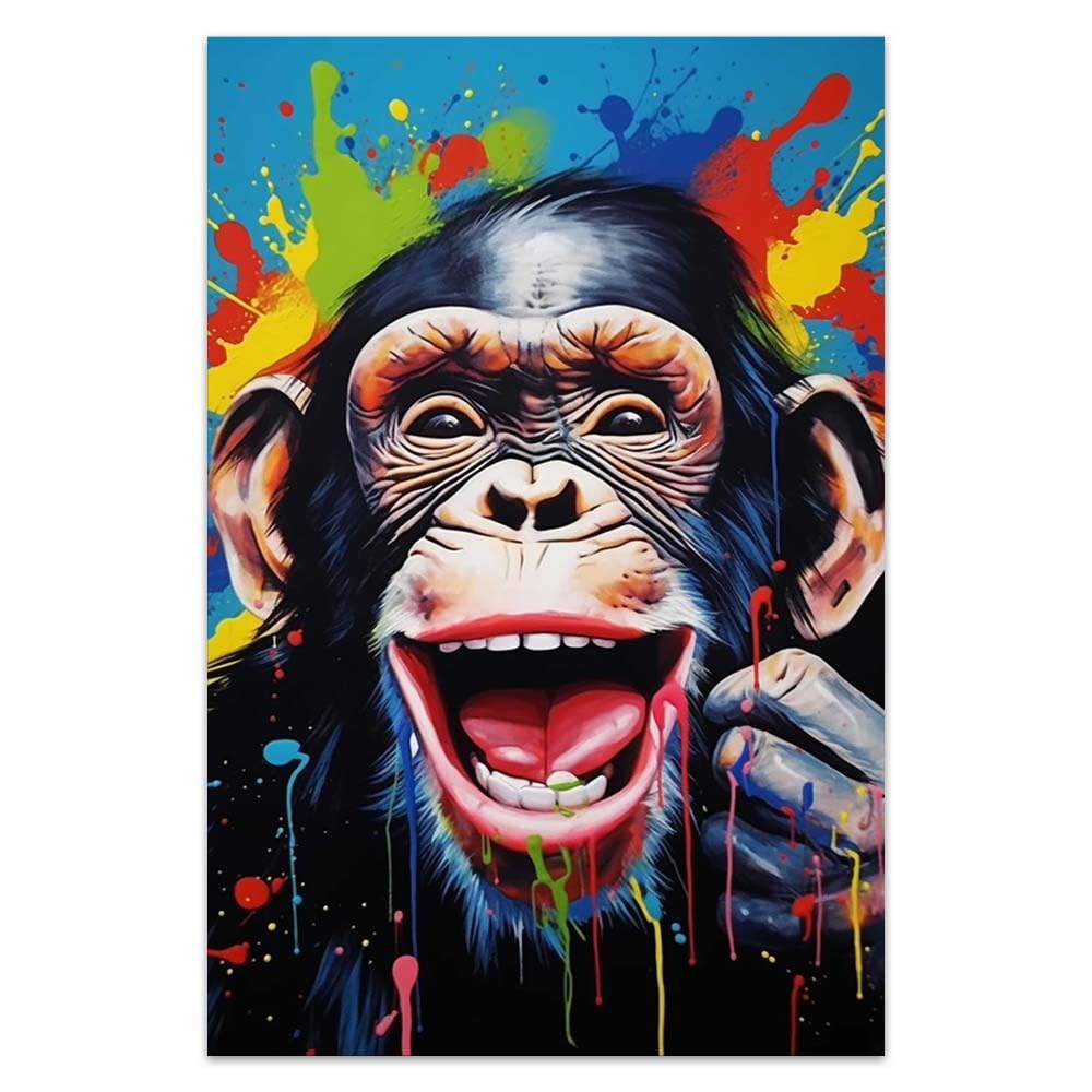 Amazon.com: PooBa Frameless Canvas Wall Art Print,Funny Monkey