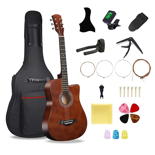 38'' Wood Acoustic Guitar for Adults, 6 Steel-String Acoustic Guitar