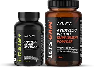 Ayuvya i-Gain+ Tablets & Lets Gain Powder Weight Gain (Pack of 2) | Supports Appetite, Digestion & Muscle Mass | Ayurvedic Herbs for Energy & Strength | As Seen on Shark Tank