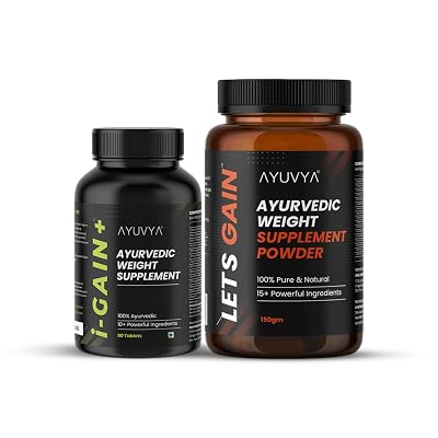 Ayuvya i-Gain+ Tablets & Lets Gain Powder Ayurvedic Weight Gain (Pack of 2) | Supports Appetite, Digestion, Healthy Weig