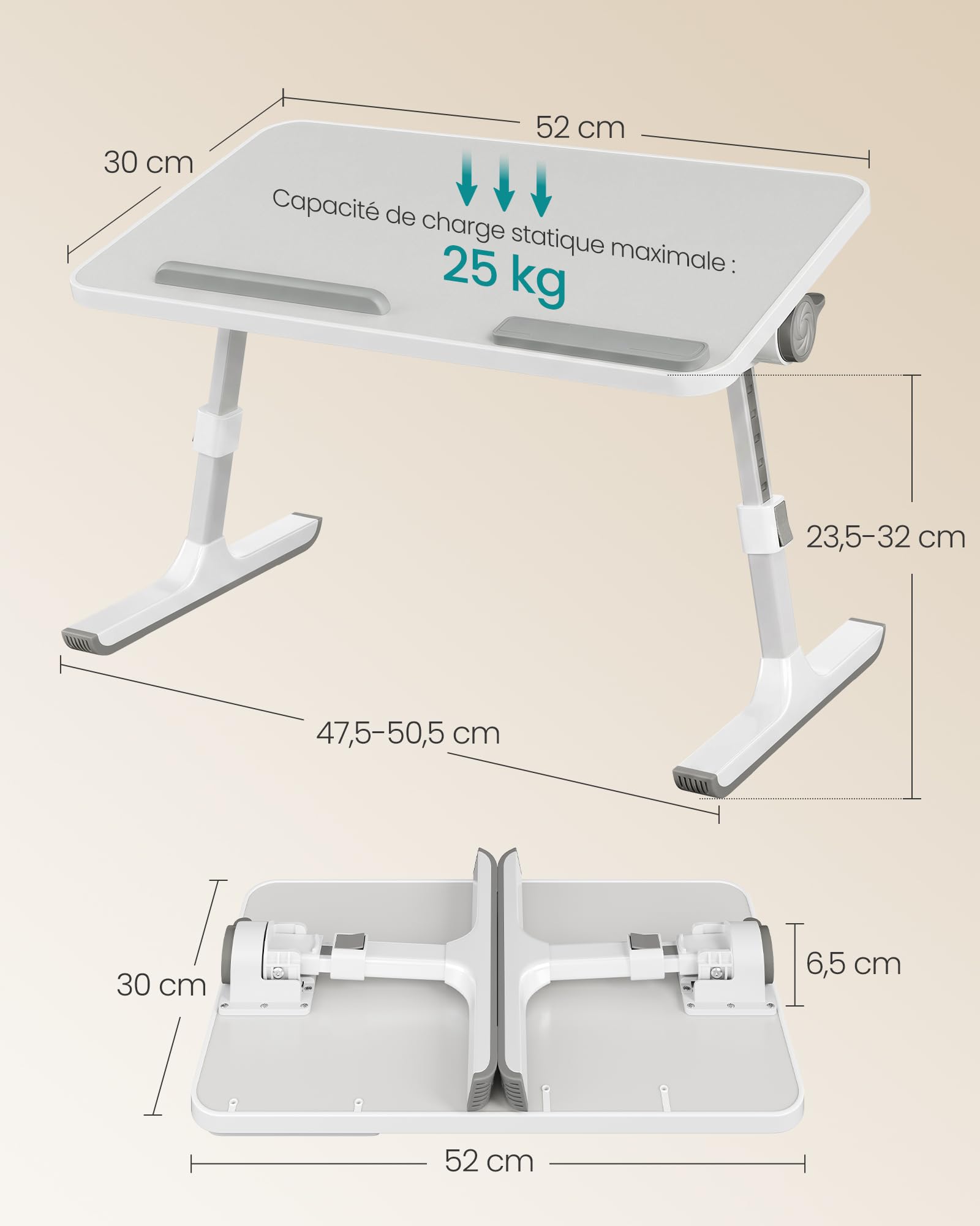 SONGMICS Support Ordinateur Portable, Table de Lit