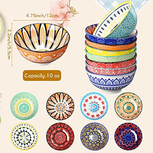 Censen 8 Pcs Colorful Ceramic Bowl Set 10 Oz Soup Cereal Bowls 4.75'' Porcelain Kitchen Serving Bowls thumb #1
