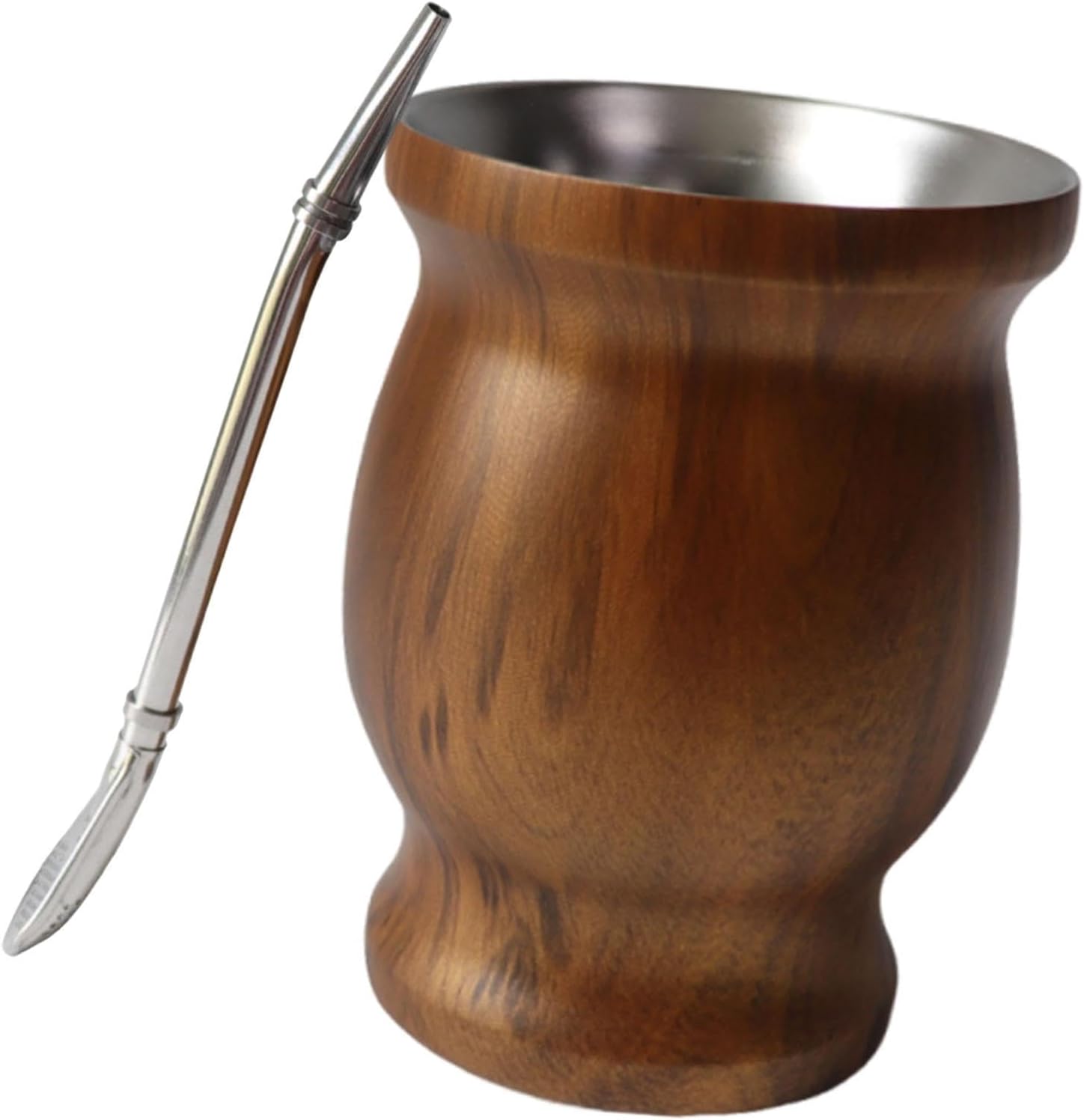 Yerba Mate Cup Mate Teas Cup/gourd Set Versatile Gifts Professional Stainless Steel 8 Ounces Tea Cup Set for Dormitory Home, Brown