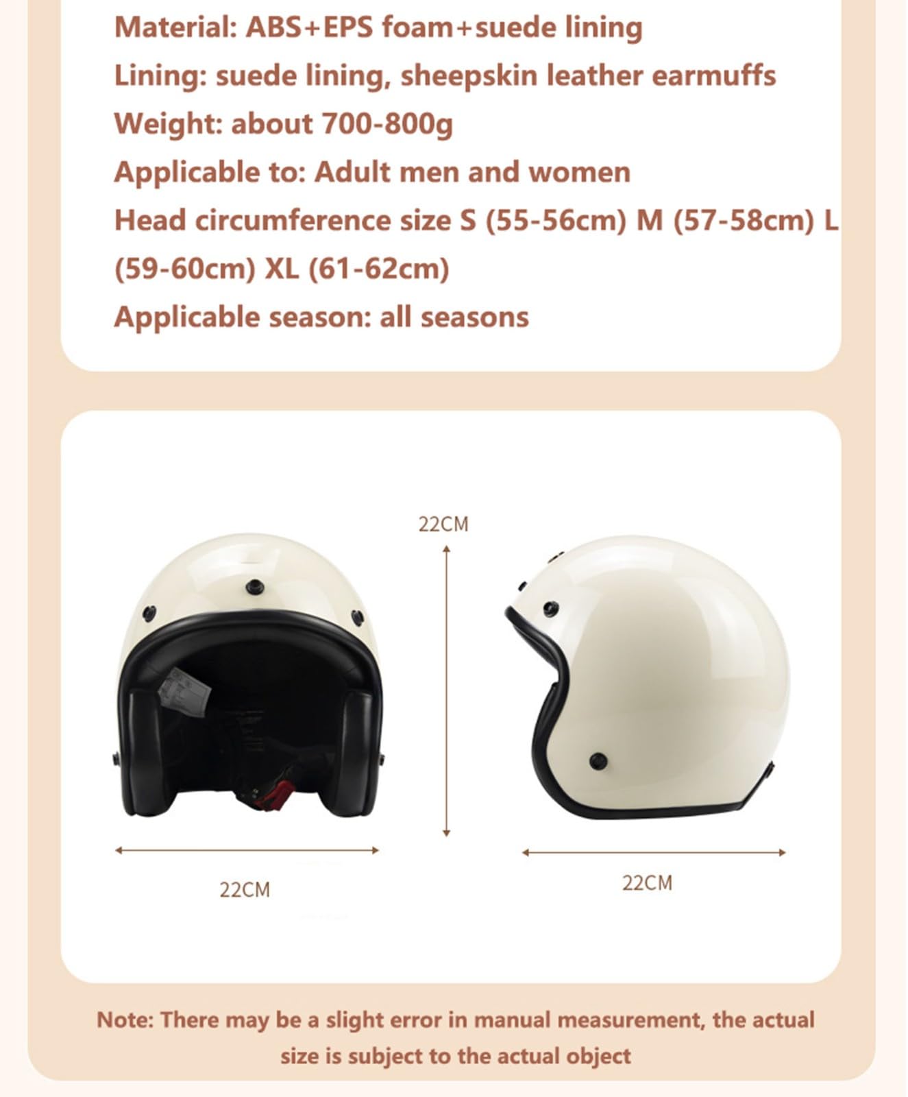 Casques Jet Demi, Casque Moto Vintage, Casques Bols Homologué ECE/Dot Casque Mobylette Ouvert Demi Casque Homme Femme Casque Jet pour Cruiser Hélicoptère Scooter