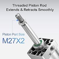 Vista 4 de Baomain Cilindro neumático de aire SC 125 x 100, puerto PT 1/2, orificio de 4.92 pulgadas, carrera de 3.94 pulgadas, varilla simple de doble efecto