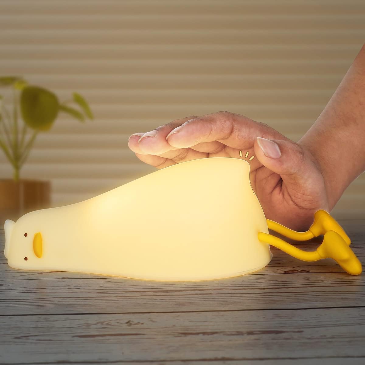 Duck Lamp Cute Lying Duck Night Lamp LED Duck Night Light 3 Lelels Touch Control Dimmable USB Rechargeablefor Kids Cute Duck Silicone Bedside lamp for Nursery