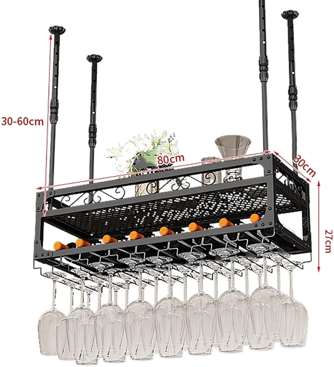 Light Luxury Ceiling Shelf - Hanging Wine Rack & Glass Holder Upside Down Wine Glass Storage Stylish Bar Hanger Creative Home Decor for Wine Lovers