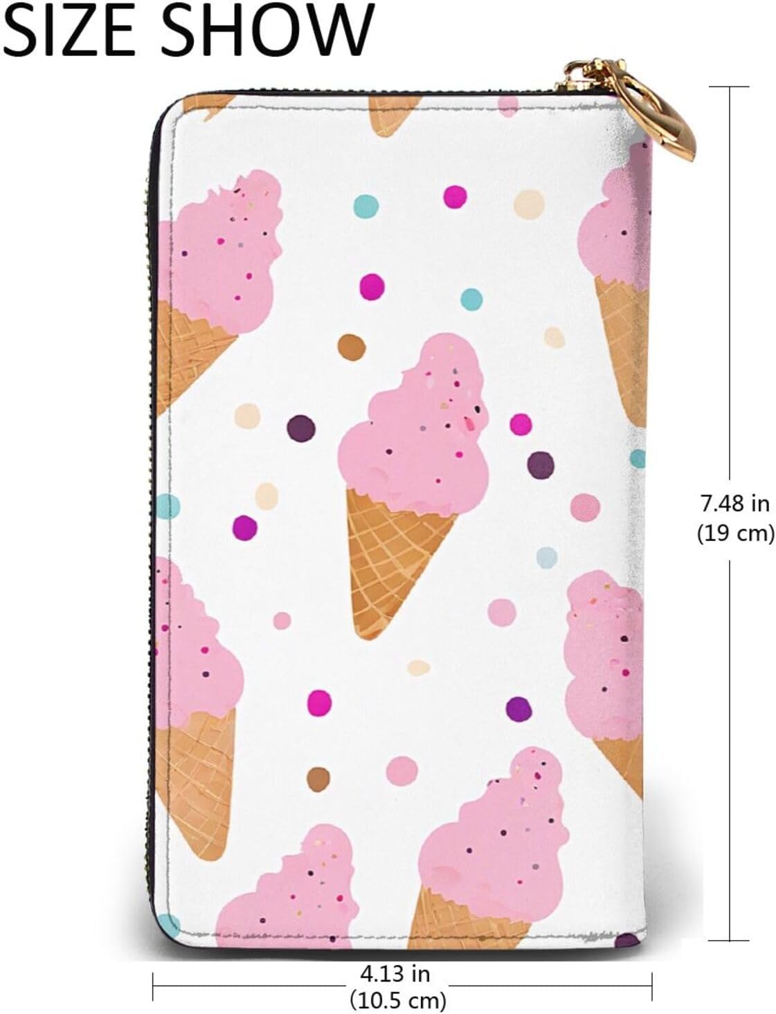Ice Cream Conesfull Width Double-Sided Printed Long Wallet Is A Must-Have For Travel, Portable And Easy To Store In One