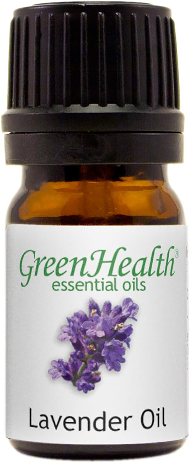 GreenHealth Lavender Essential Oil – 5 ml Lavender Oil in Amber Glass Bottle w/Euro Dropper – for Diffuser, Aromatherapy, Candle Making, Home Use