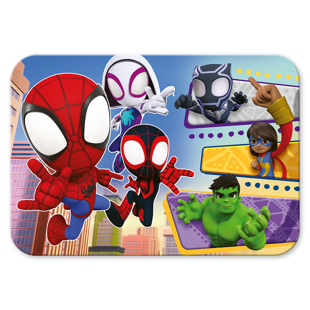 Trefl - Puzzle in Legno: Marvel, Spidey and his Amazing Friends, Il Coraggioso Spidey e gli Amici - 24 Pezzi, Wooden Puzzle, Bordi Arrotondati, Disegno sul Retro, per Bambini dai 3 anni