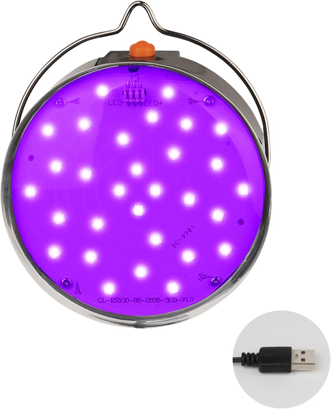 Portable UV Black Light Bulb 10W USB ER100 Blacklight Bulb, UVA Level