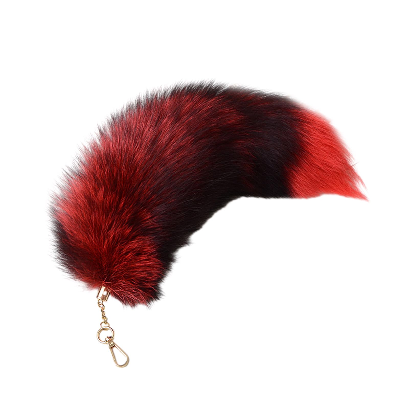 TINGB Gradient Foxes Furs Tail Keyring Hanging Ornaments Bag Charm Pendant Car Keyring Handbag Decorations for Women Girls