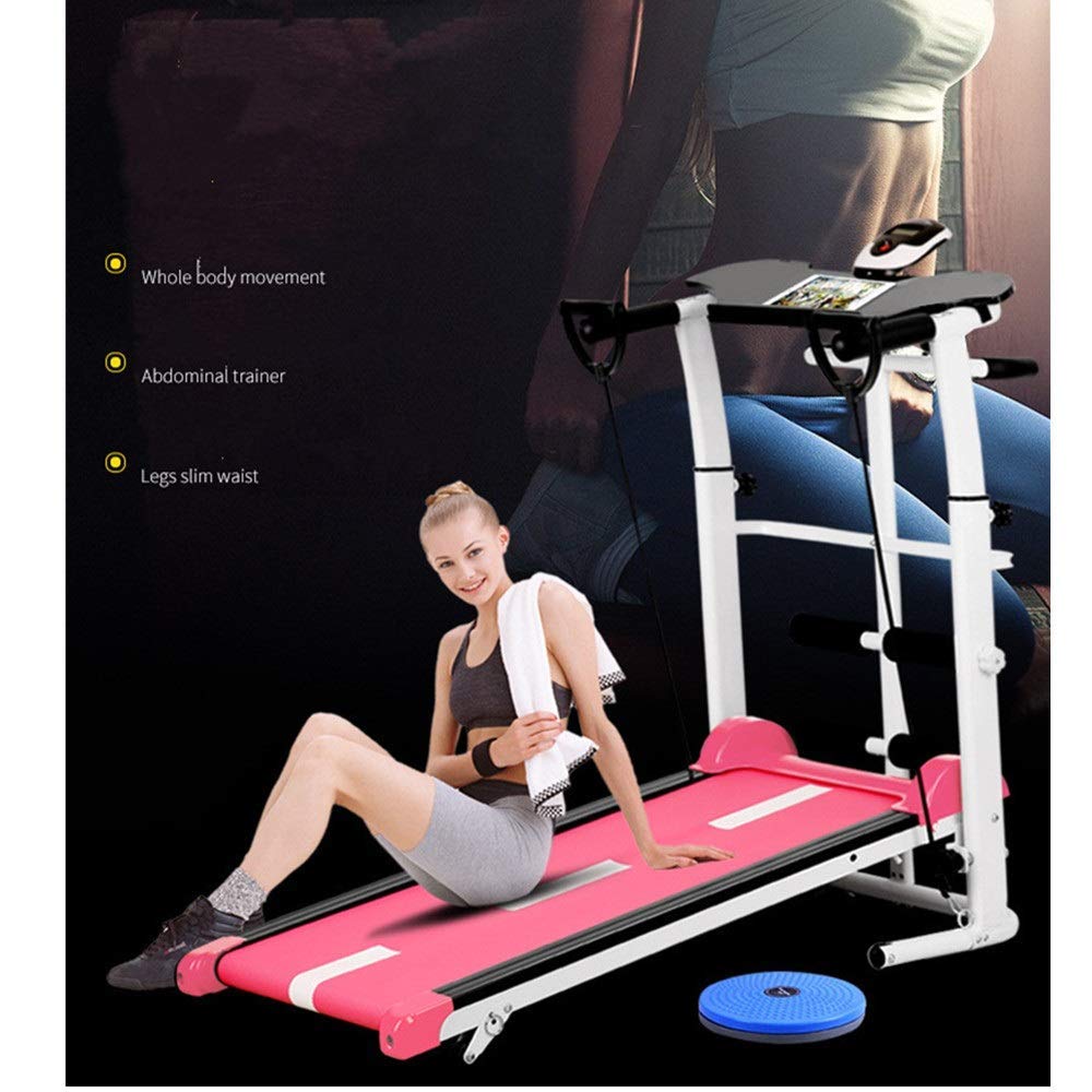 Treadmill Mini Simple Folding Ultra-Quiet Home Multi-Function Walking Machine Gym Body Equipment Running Machine (Red 100x50x90cm)