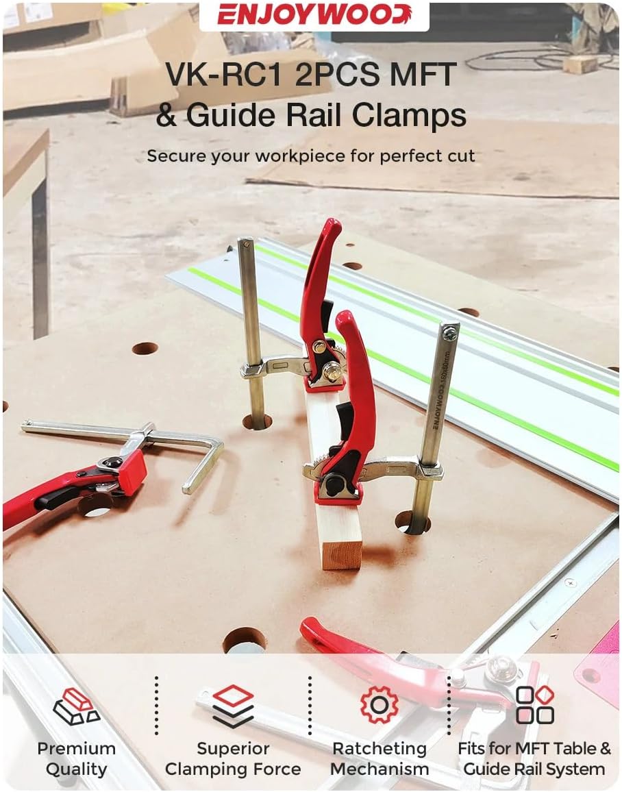 2/4PCS Quick Release 160x60mm Guide Rail MFT Woodworking Vice Bench Dog Clamps (2)