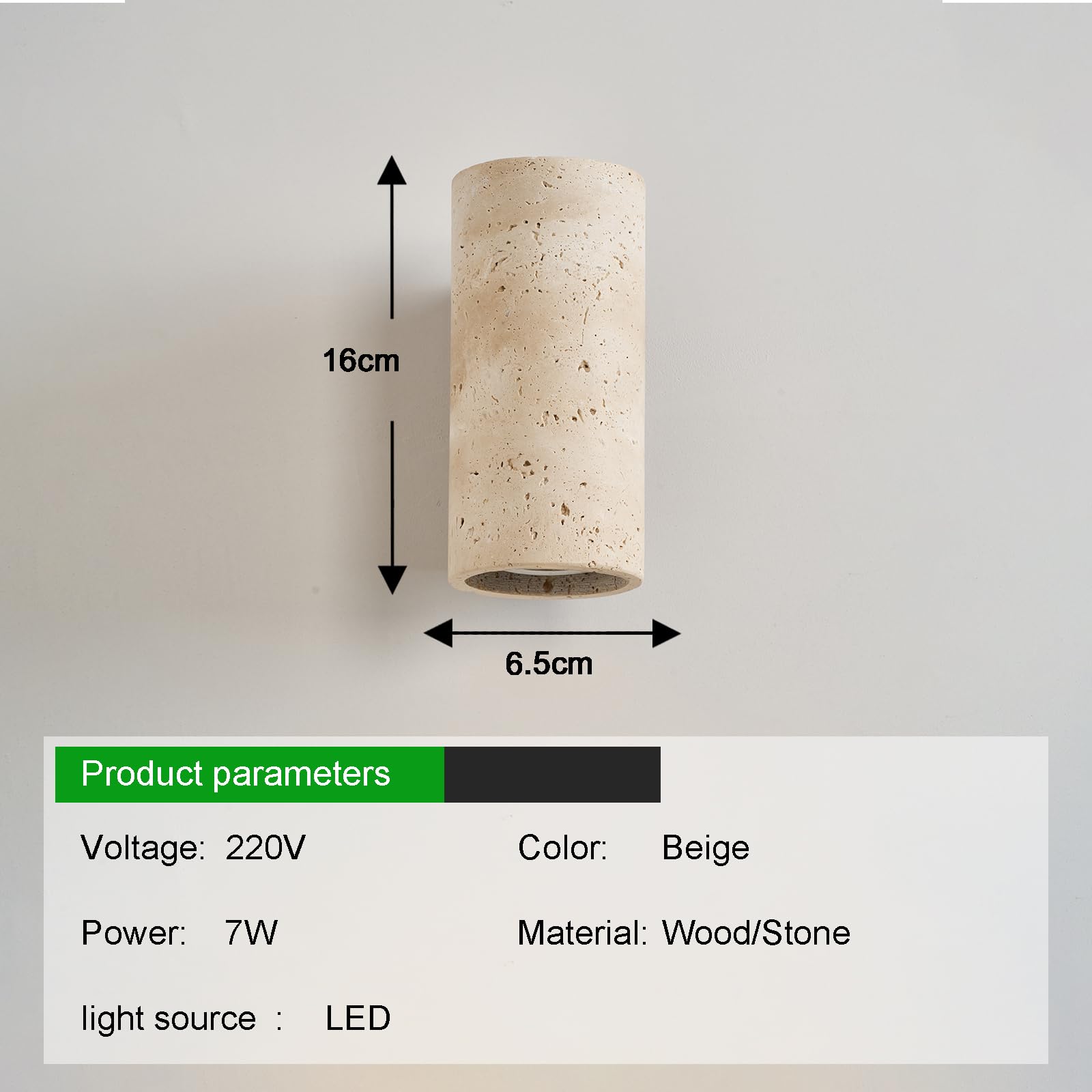 7W Applique Murale en Travertin Jaune Appliques Style Japonais Wabi Sabi Lampe Veilleuse Colonnaire en Pierre Luminaire Intérieur à Chaude pour Chambre Salle à Manger Cuisine Entrée Couloir