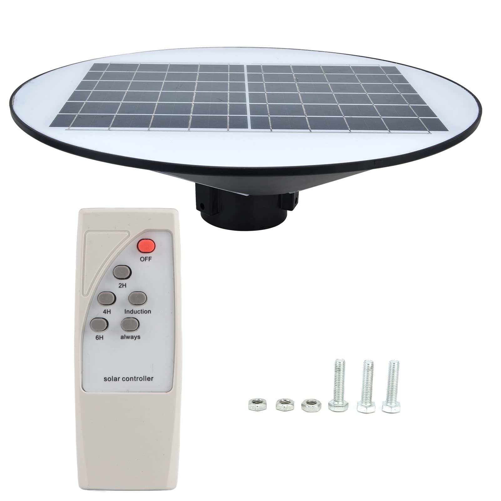 Solarna Lampa Uliczna 150 W, 3 Głowice LED Okrągła Słoneczna Lampa Ogrodowa, Białe światło, Wodoodporna Lampa Uliczna IP66 na Tarasy Zewnętrzne Bramy Podwórka Wesela