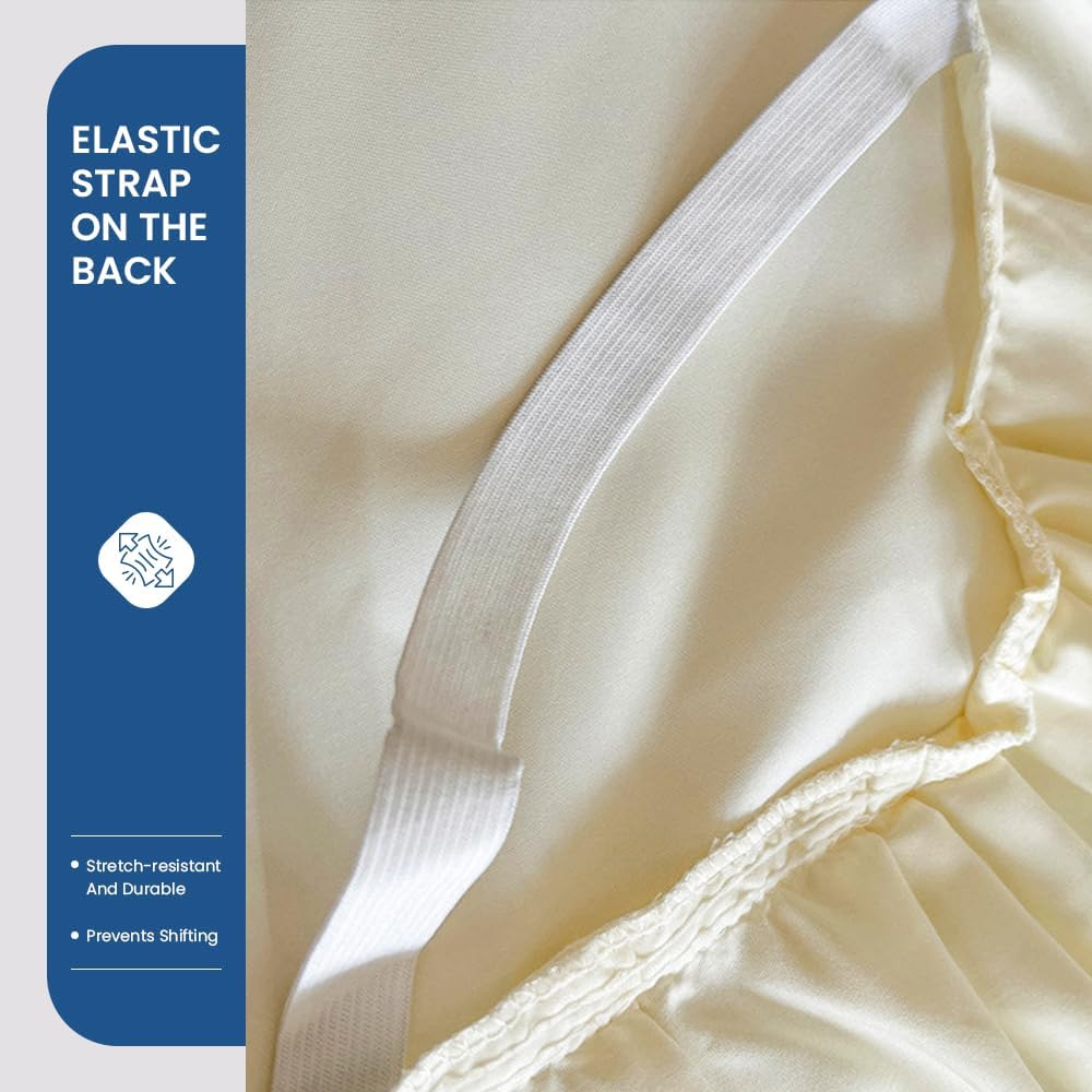 Double Layer Ruffled Lace Bed Skirt for Queen Size Bed - 17 Inch Drop, Dust Ruffle Bedskirts, Wrinkle & Fade Resistant
