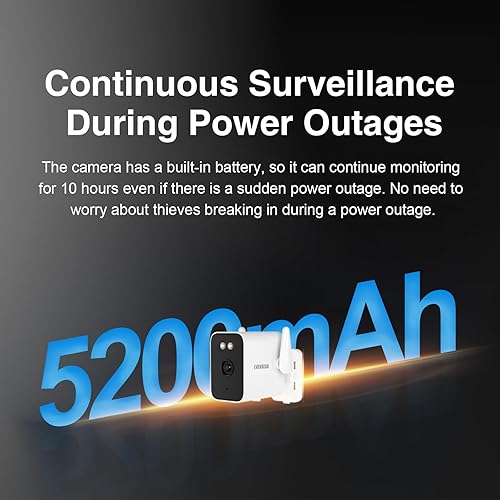 Miniatura 3 de EVERSECU Cámara bala WiFi con cable de 2K para exteriores, baterías de 5000 mA para corte de energía, detección humana, compatible con Alexa,