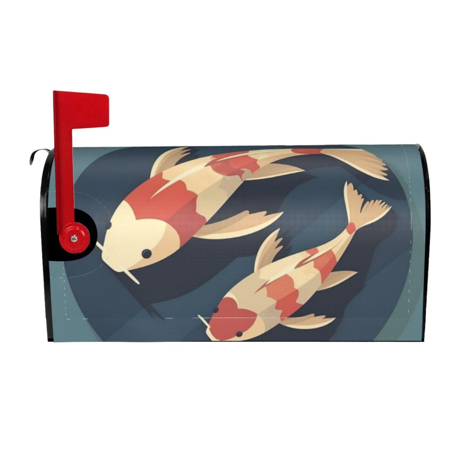 Flat Koi Fish Mailbox Covers Magnetic Wraps Post Letter Box Cover Garden Home Decor 25.5x21 in