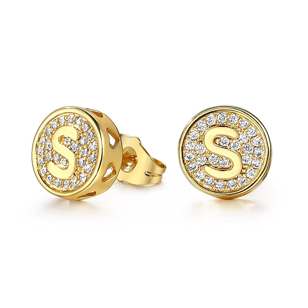 TrendsmaxA-Z Initial Letter Stud Earrings for Women Gold Plated Alphabet CZ Stud Earrings