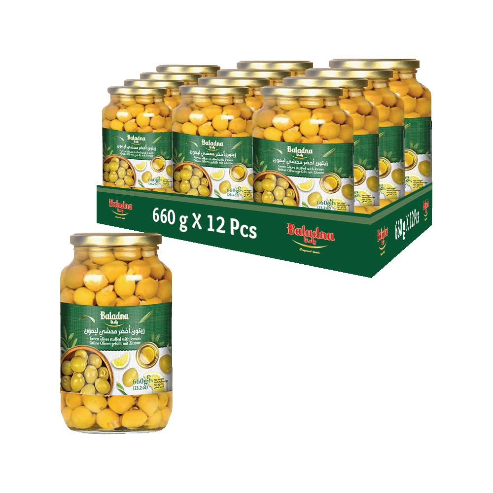 Baladna Grüne Oliven gefüllt mit Zitrone Halal 660 g x 12 Pcs