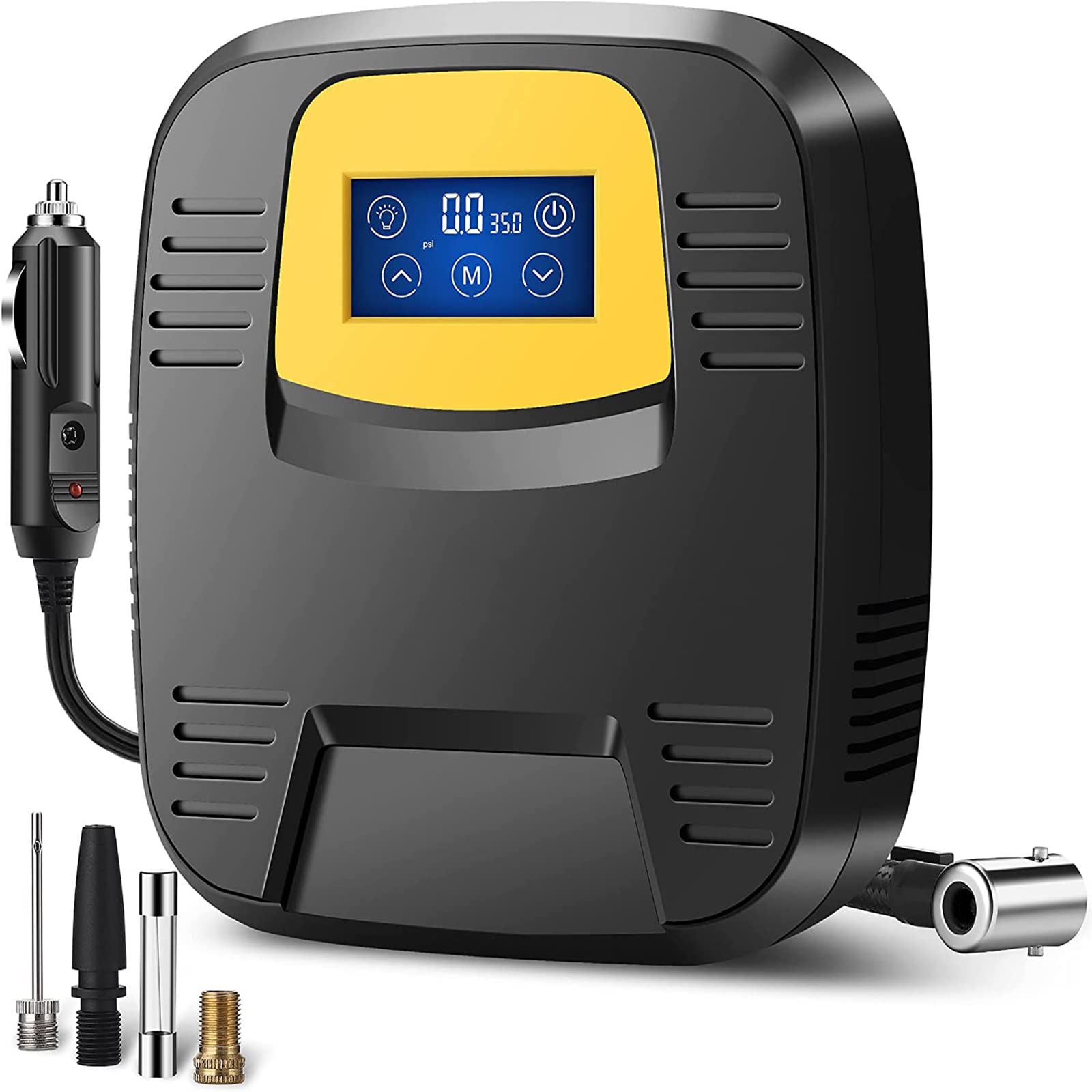 SERVOMASTER Compressore Aria Portatile, Gonfiatore Elettrico Portatile con Manometro, Pompa Elettrica è Adatto per Auto, Moto, Bicicletta, Palla
