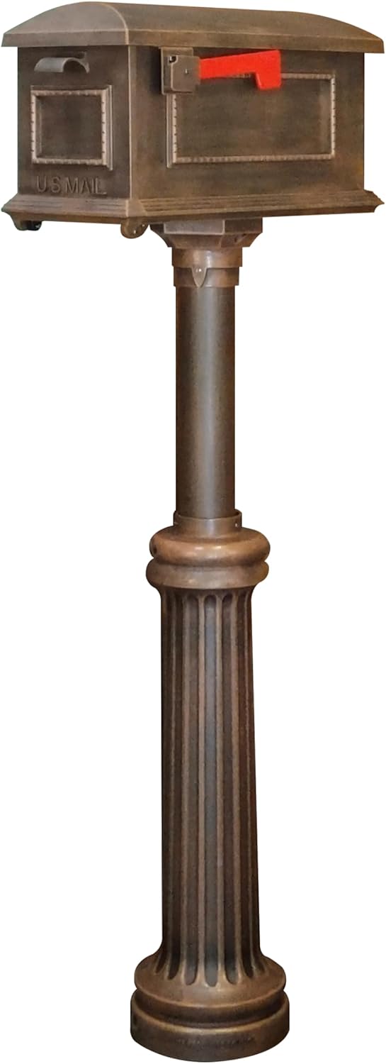 Special Lite Traditional Curbside Mailbox with Bradford Post - Black Aluminum Mailbox with Direct Burial Post - SCT-1010_SPK-590-BLK