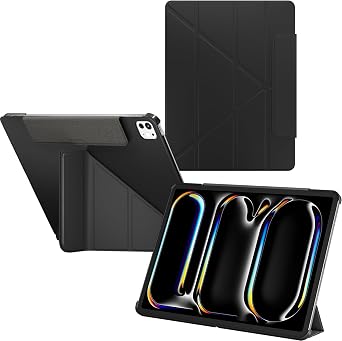 SwitchEasy Origami 2024 Case for iPad Pro 11 with Pencil Holder- Protective Case for iPad Pro 11 Inch M4 2024 with Multi-Angle Stand, Morandi Cover Case, Apple Pencil Pro Charging, Black