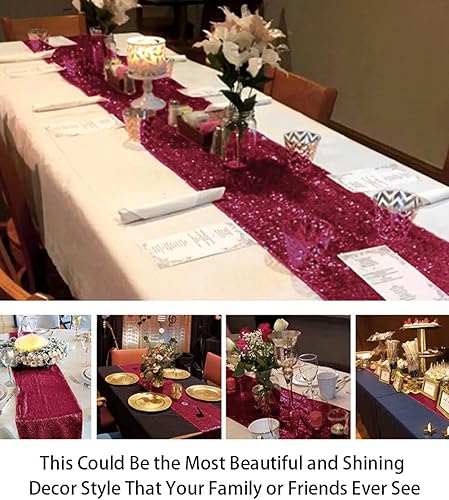 Vista 136 de Camino de mesa de lentejuelas doradas, 12 x 72 pulgadas, paquete de 15 caminos de mesa de boda con purpurina, camino de mesa dorado brillante