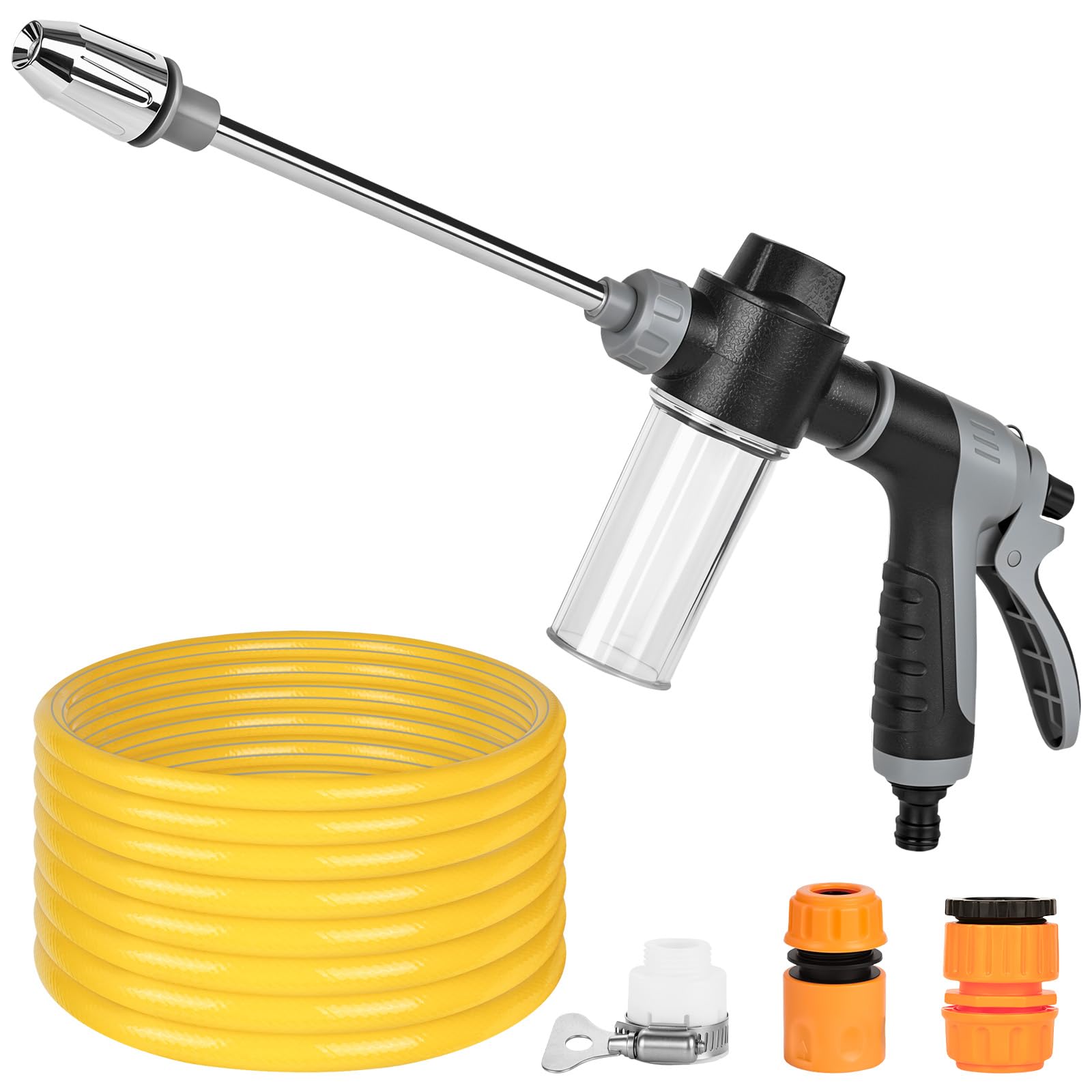 Pressure Washer Garden Hose Pipe 5m - 1/2" Water Hose Pipe with Quick Connectors, Anti Kinking Hosepipes PVC Flexible Irrigation Tubing UV Frost Resistant for Outdoor Garden